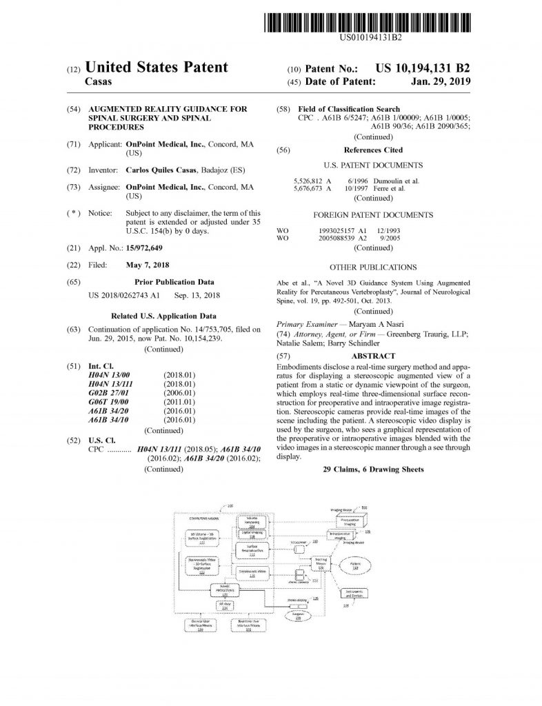 AR Guidance for Spinal Surgery and Spinal Procedures
